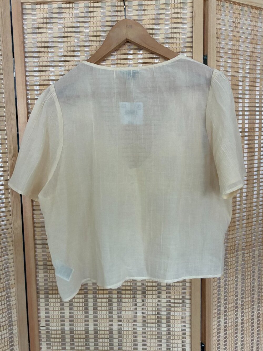NWT American Eagle Outfitters Cream Embroidered Peasant Top Sz L - Picture 4 of 4